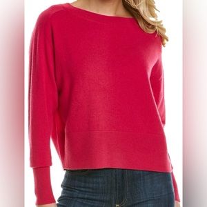 NWT Theory Relaxed Boatneck Bright Magenta 100% Cashmere Sweater Size Medium